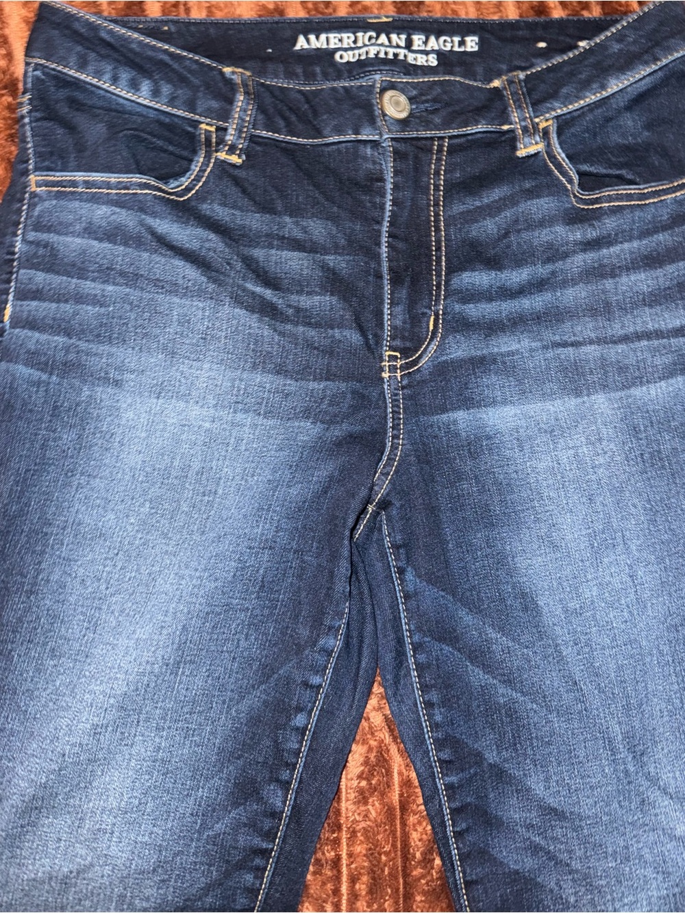 American Eagle Outfitters Dark Blue High Rise Skinny Jeans - Picture 2 of 5